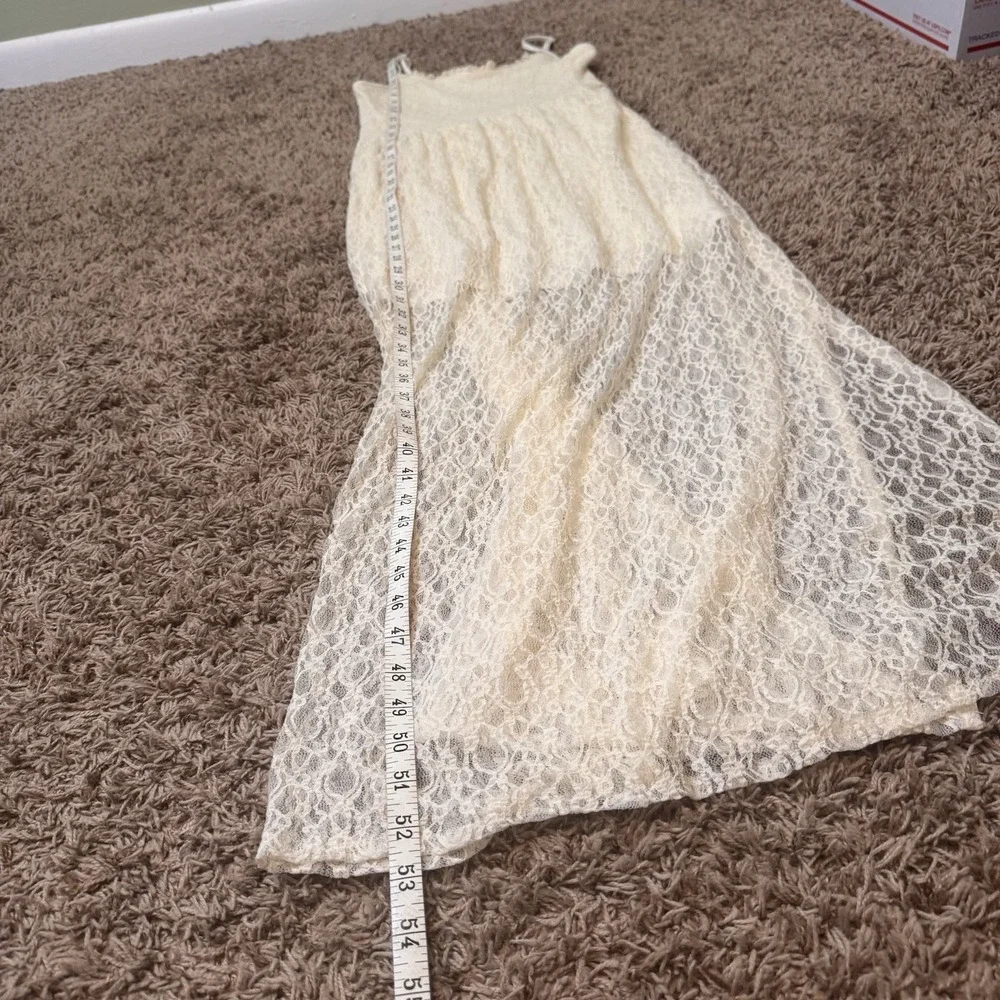 ABERCROMBIE‎ & FITCH Ivory Lace Maxi Dress Thin Straps Lined Beachy Boho Size S